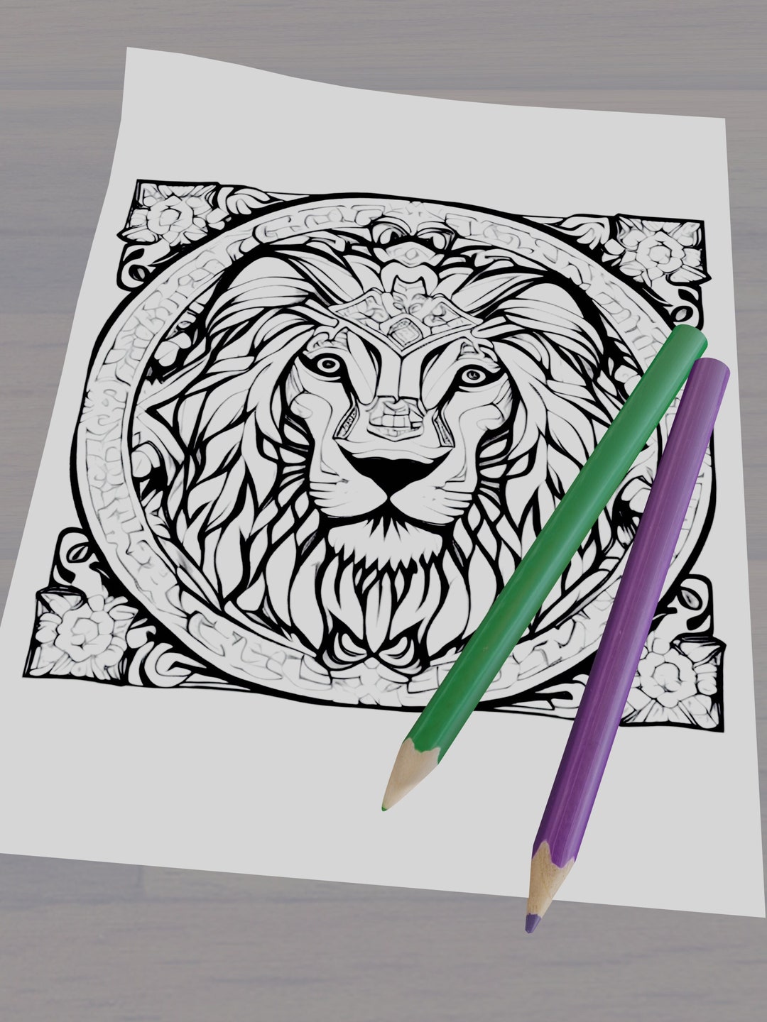 Majestic lion coloring page downloadable pdf to color in adult coloring child coloring mindfulness animal decorative digital