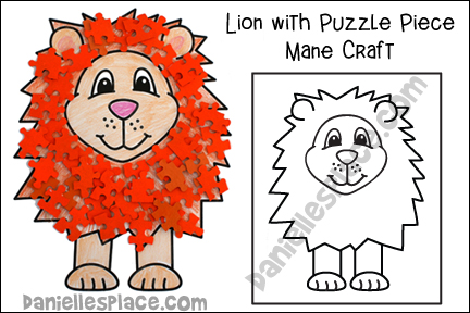 Lion with puzzle piece mane craft