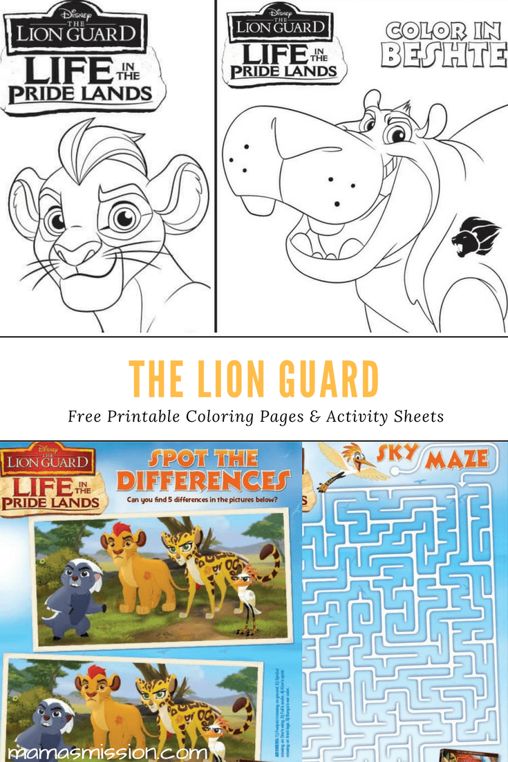 The lion guard coloring pages activity sheets