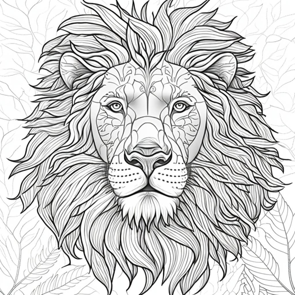 Intricate lion face coloring pages adult coloring page