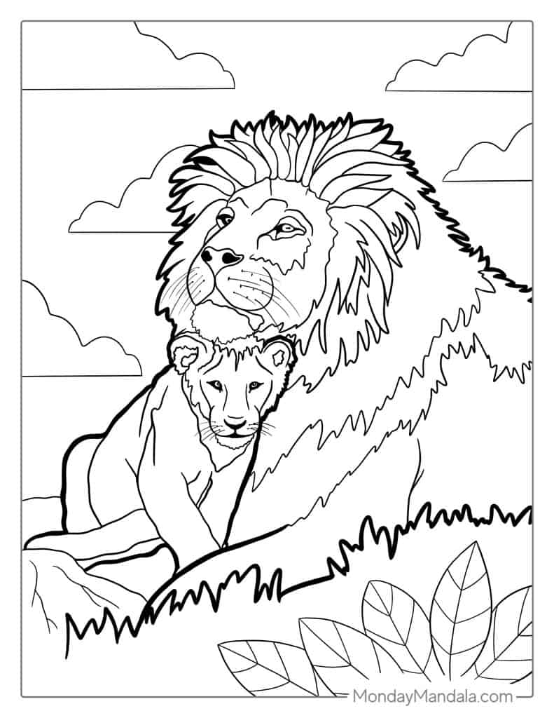 Lion coloring pages free pdf printables