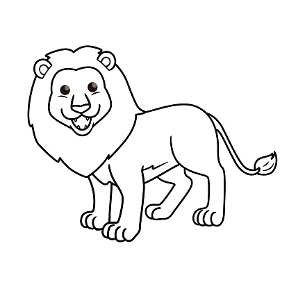 Vector illustration of lion isolated on white background for kids coloring book stock illustration