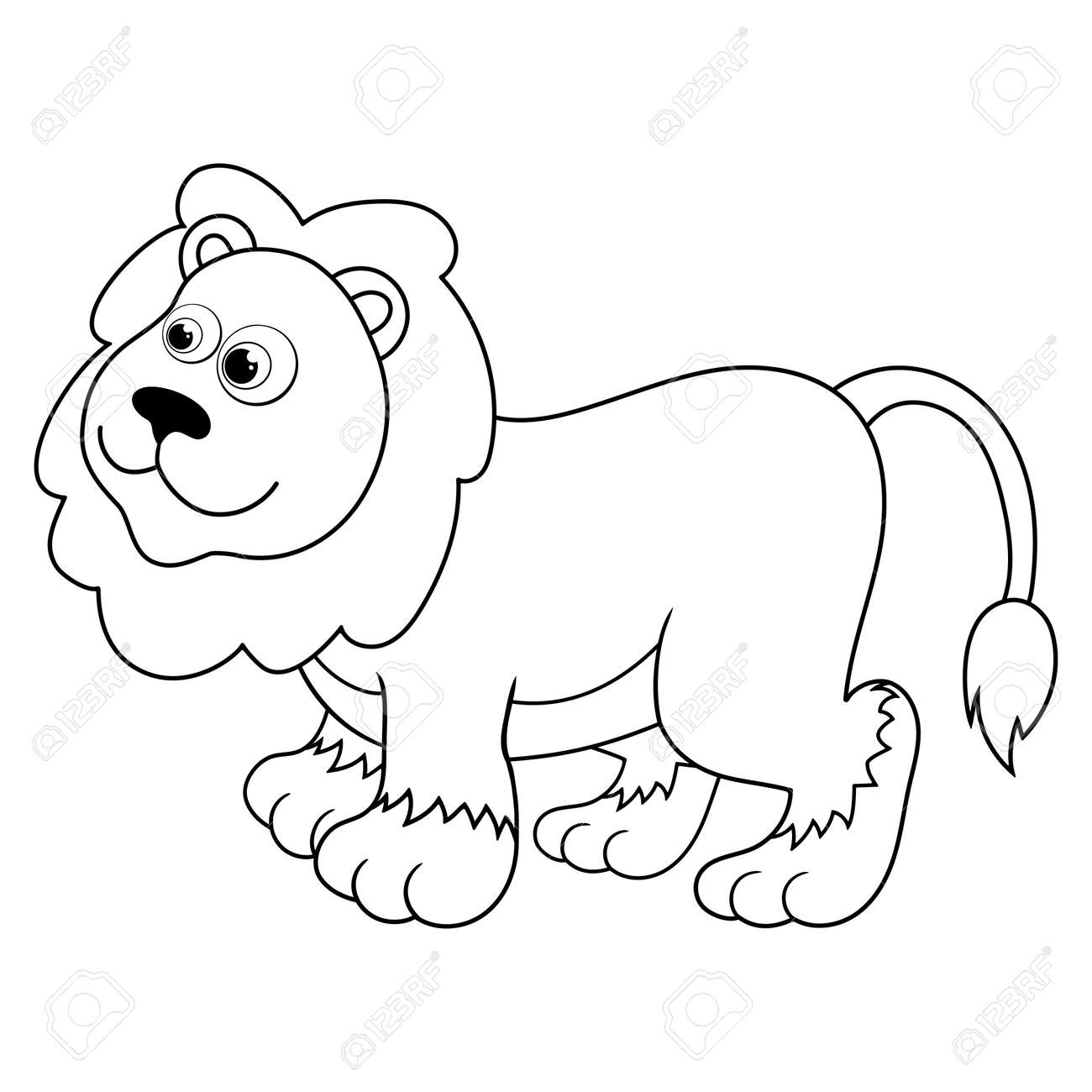 Colorless cartoon young lion coloring pages template page for coloring book of funny lion king for kids practice worksheet or anti