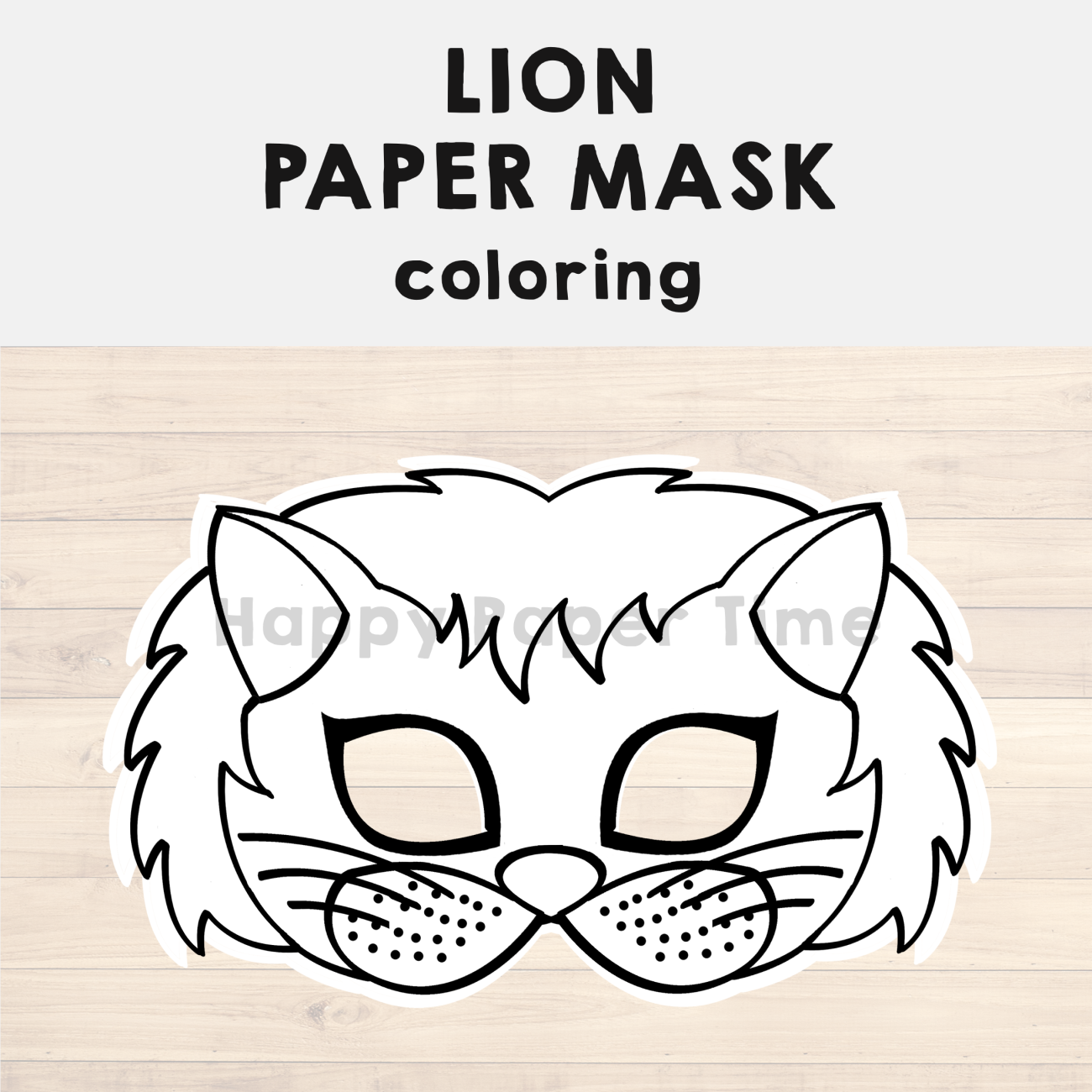 Lion paper mask printable africa animal coloring craft activity template made by teachers