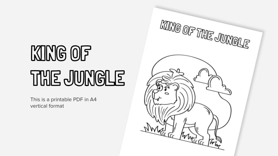 Printable coloring worksheets with lions in pdf format