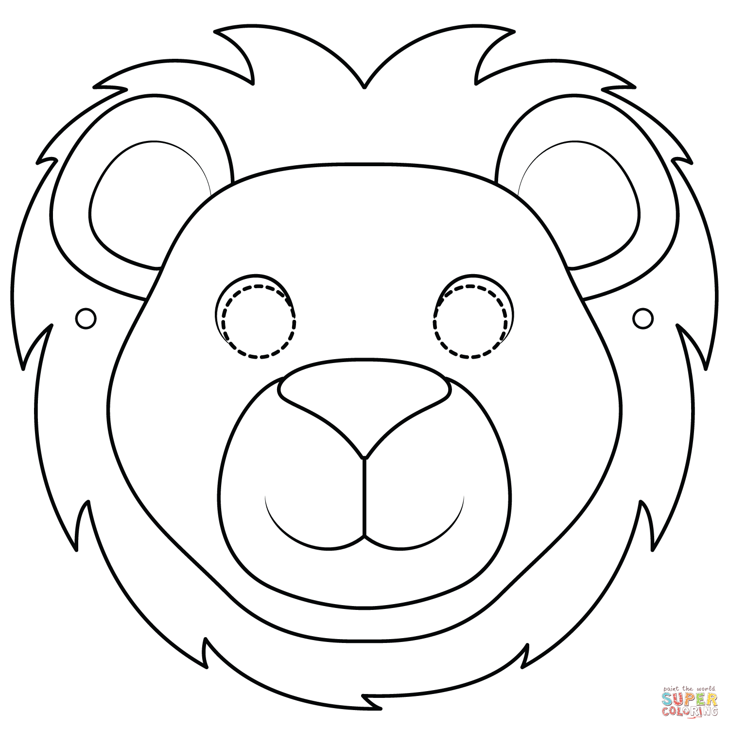 Lion face mask coloring page free printable coloring pages