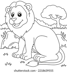 Lion coloring page kids stock vector royalty free