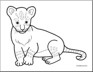 Clip art baby animals lion cub coloring page i