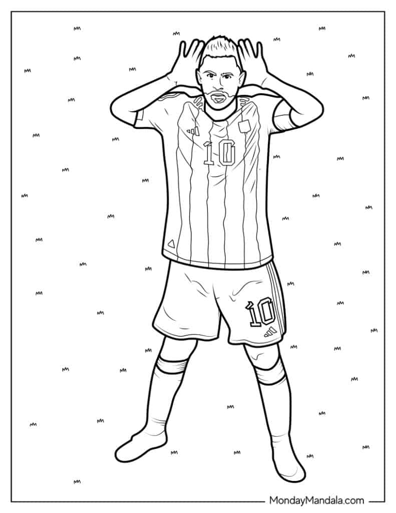 Lionel messi coloring pages free pdf printables