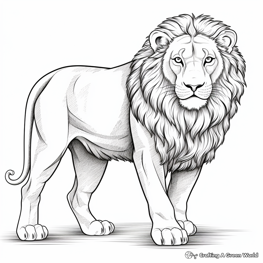 Realistic lion coloring pages