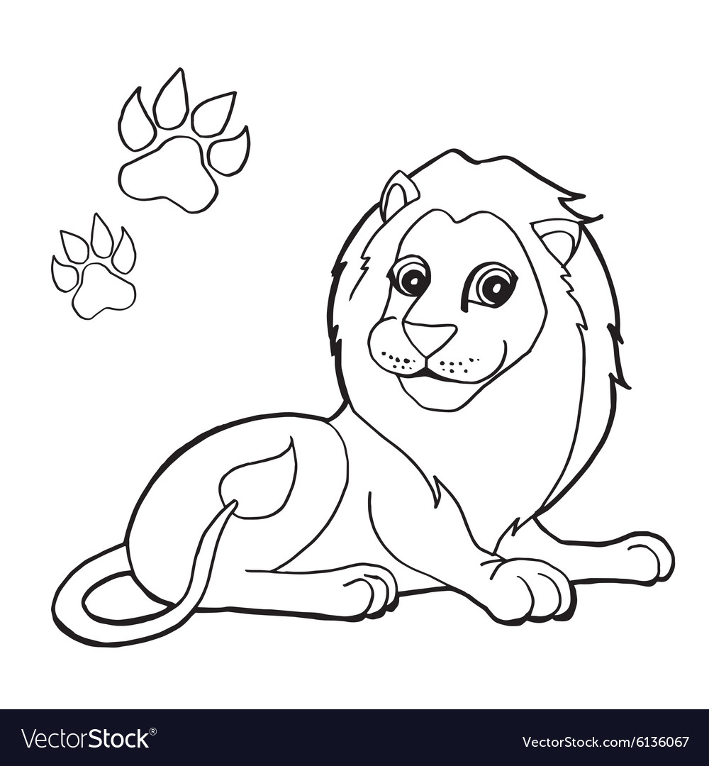 Paw print with lion coloring pages royalty free vector image