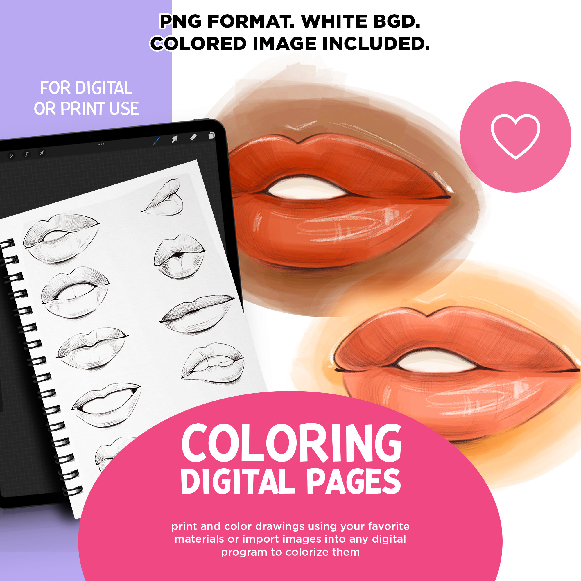 Lips coloring book coloring pages fashion illustration