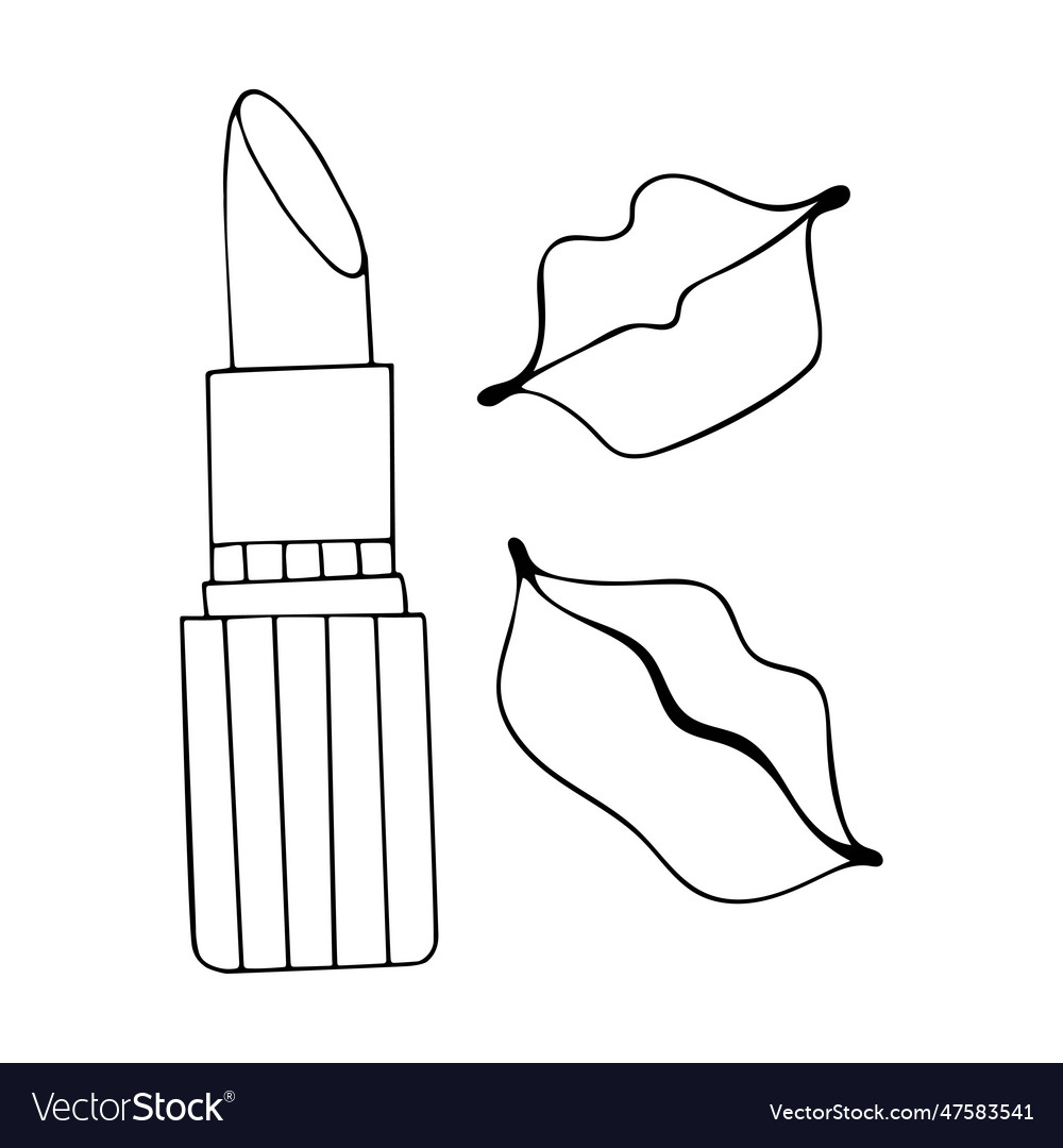 Lipstick lip prints coloring page female vector image