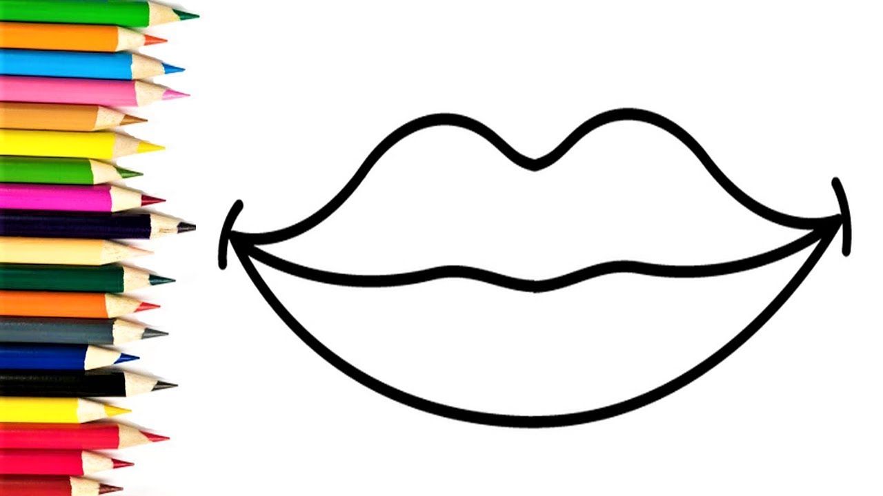 How to draw heart lips coloring pages for kids learn colors and drawing for children kidspencil