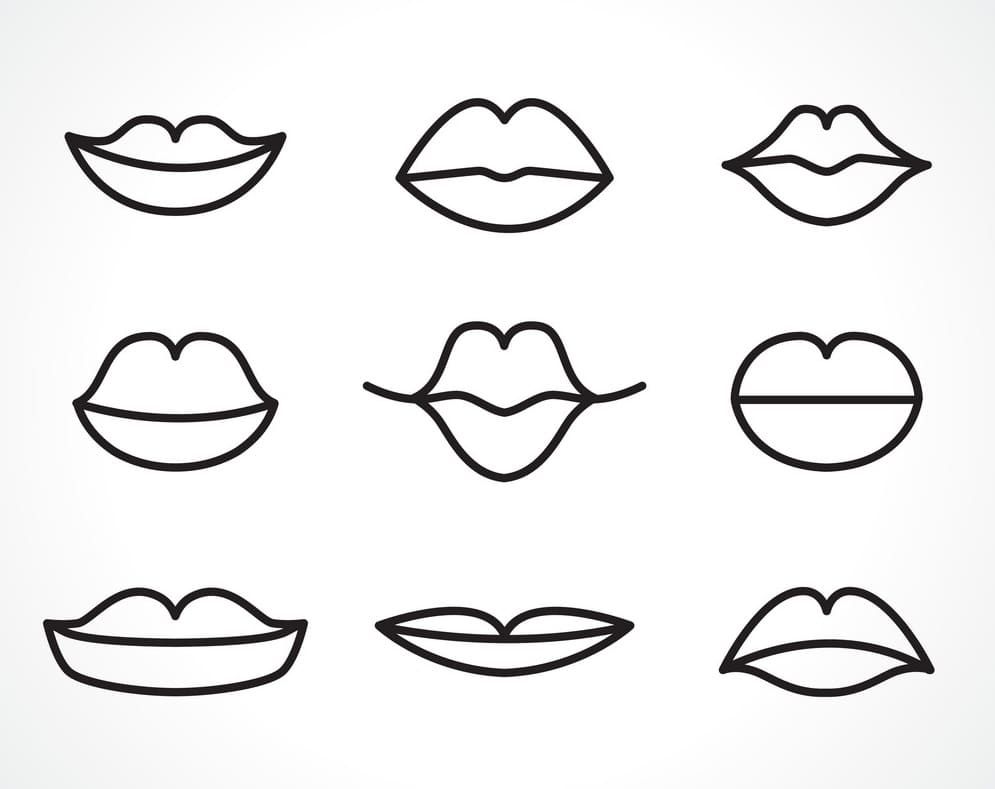 Lips coloring pages coloring pages free printable lip art lip shapes coloring pages