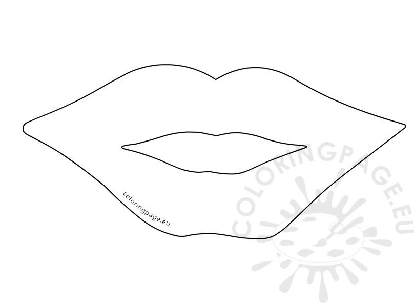 Lips template printable coloring page