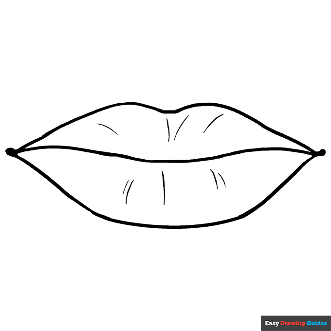 Lips coloring page easy drawing guides