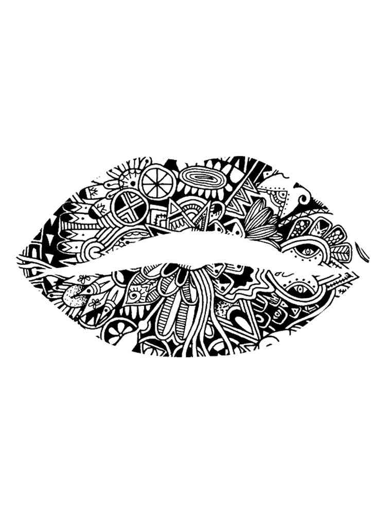 Lips coloring pages for adults