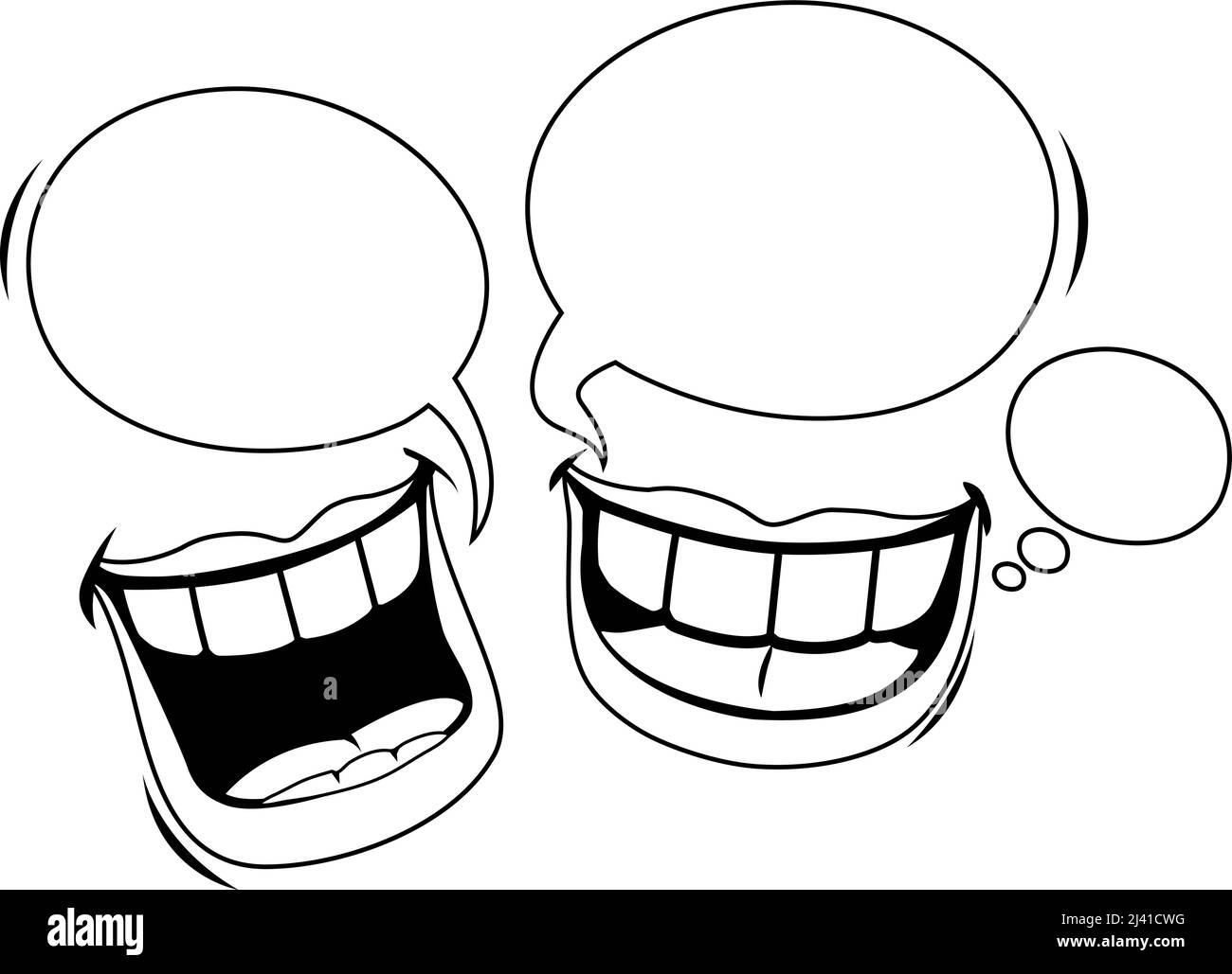 Lips talking and laughing vector black and white coloring page stock vector image art