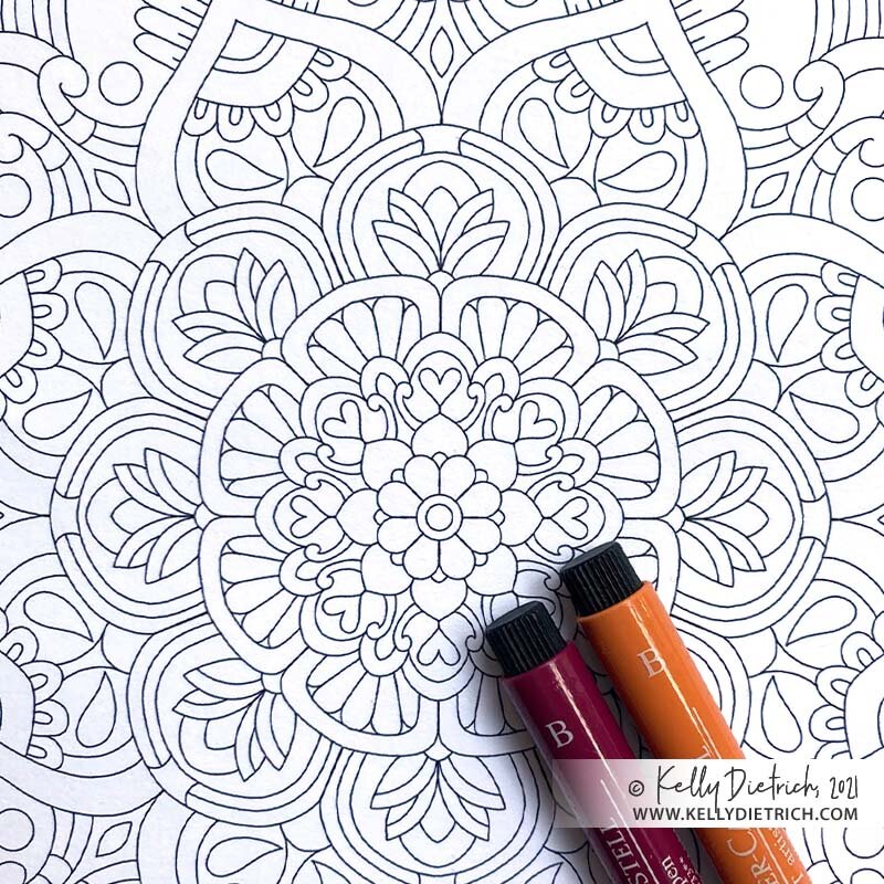 October free mandala coloring page â kelly dietrich mandala art