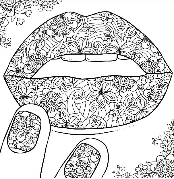 Floral lips and nails louring page lormatters loring app love loring pages mandala loring pages loring book pages