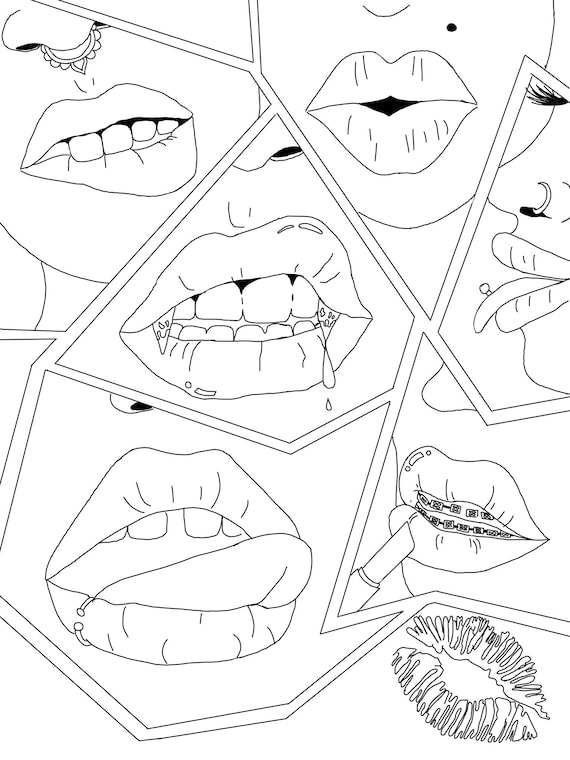 Lips coloring page