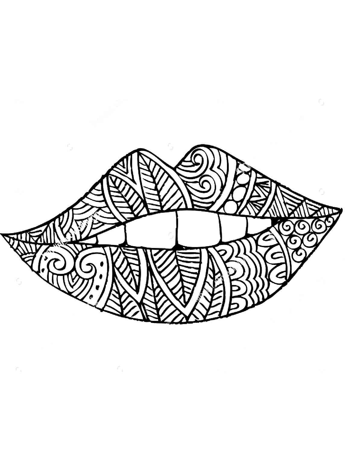 Lips coloring pages for adults