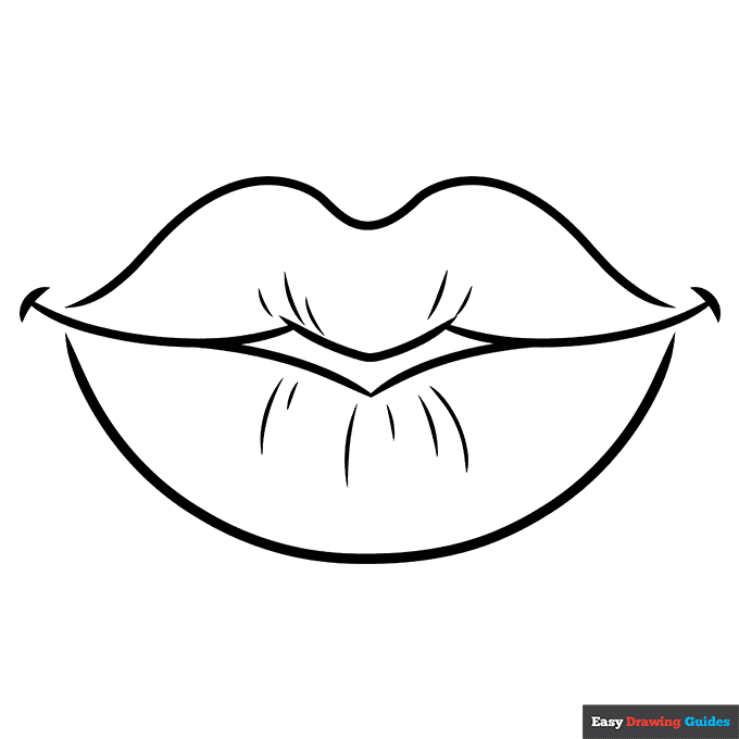 Cartoon lips coloring page easy drawing guides