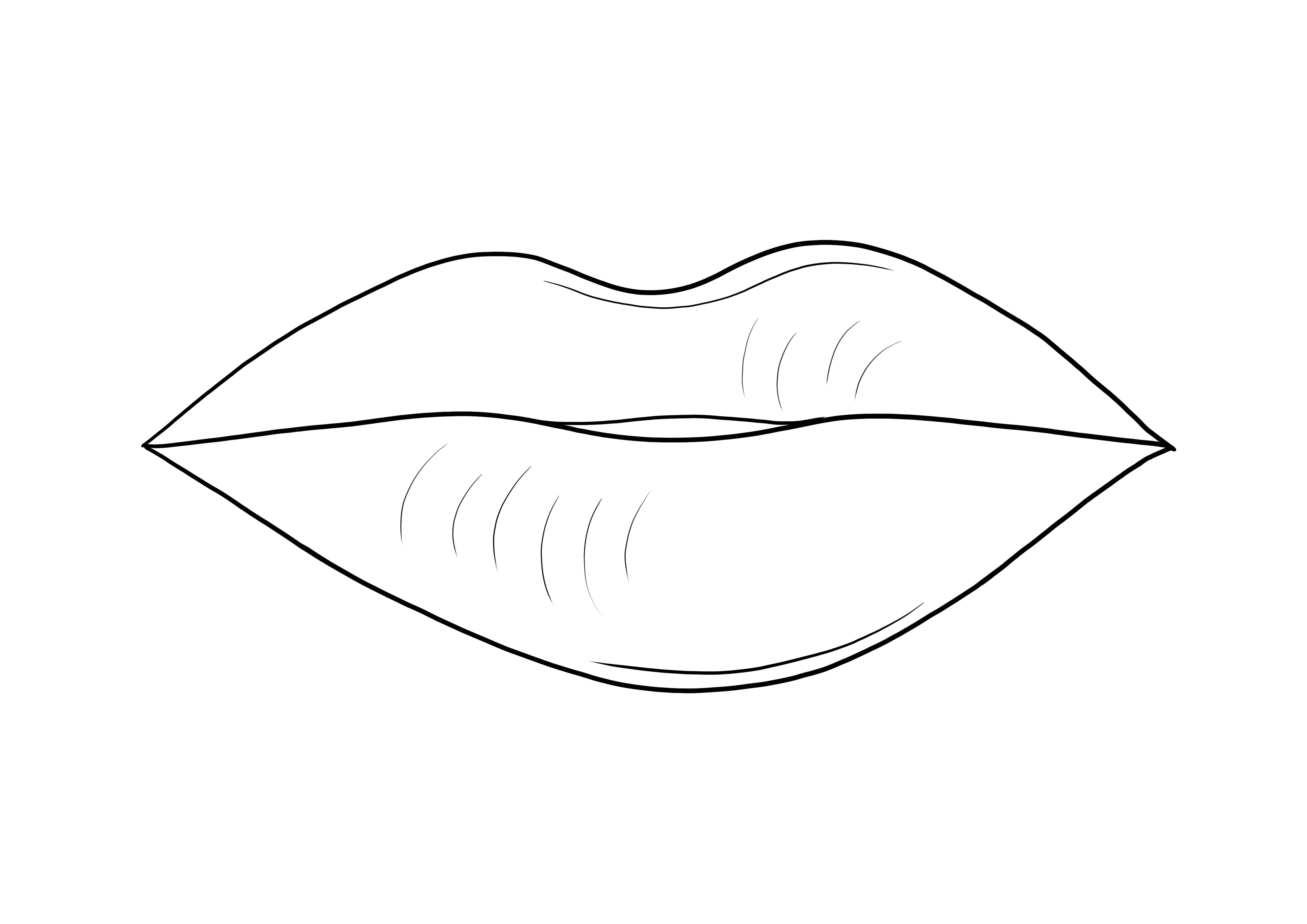 The free printable coloring sheet of lips as a part of the human body to color