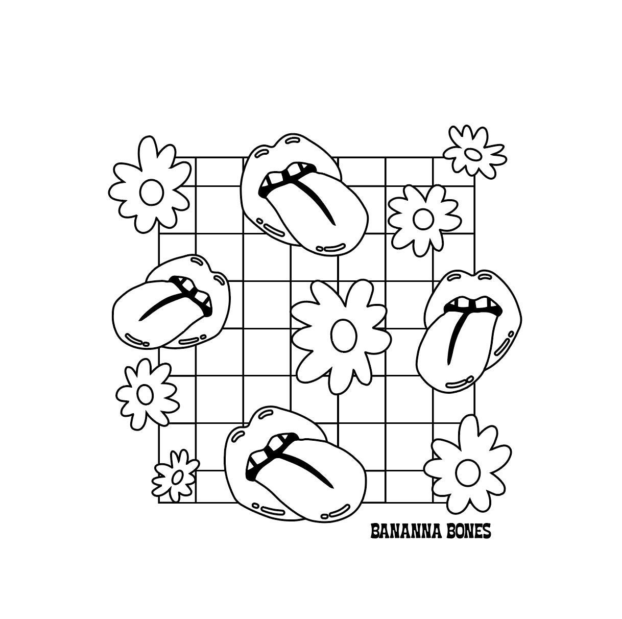 Daisies and lips coloring page