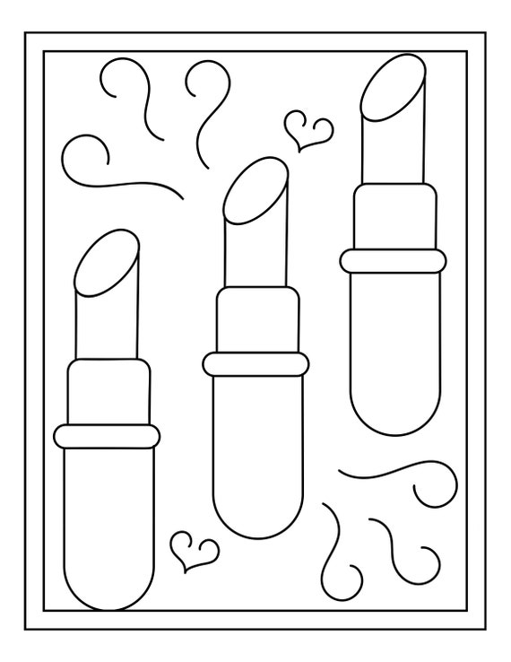 Printable lipstick coloring pages instant download