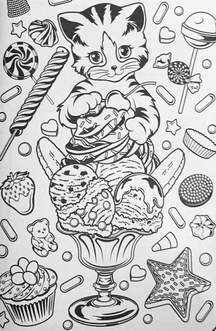 Cat and ice cream coloring page lisa frank coloring books coloring pages cartoon coloring pages