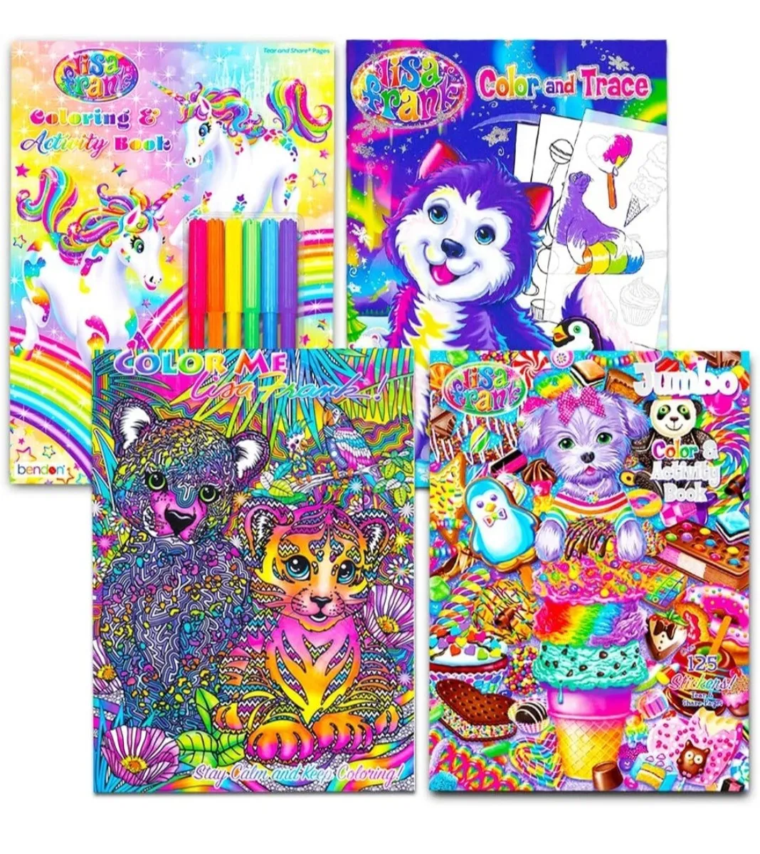 Lisa frank premium adult coloring book set new