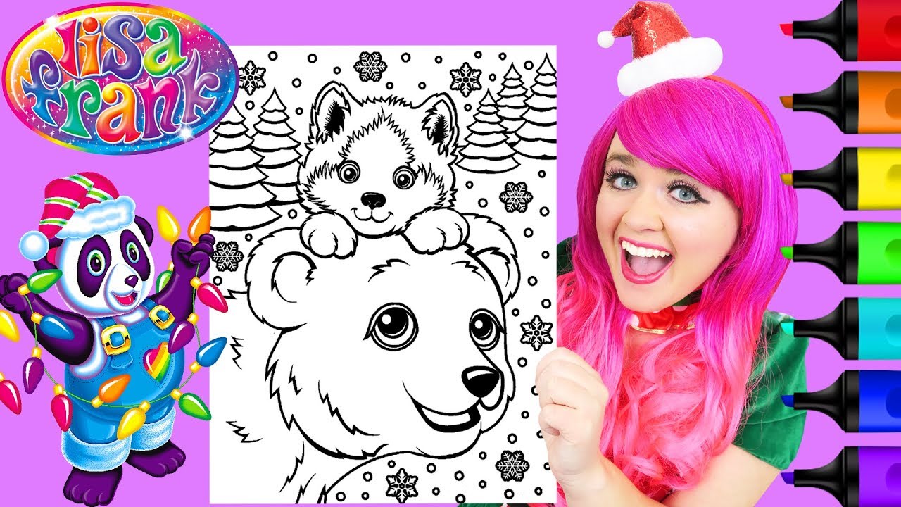 Coloring lisa frank puppy polar bear christmas coloring page prismacolor markers kimmi the clown