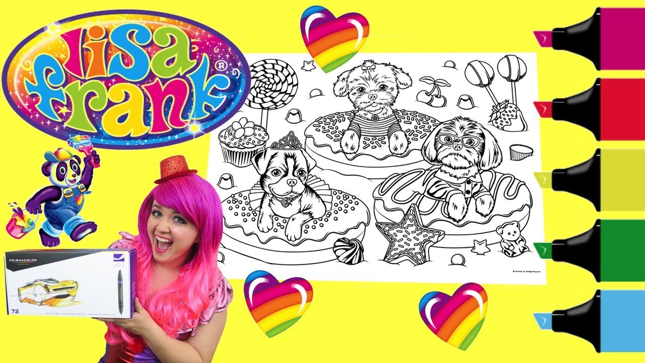 Coloring lisa frank donuts dogs coloring book page colored arkers prisacolor kii the clown