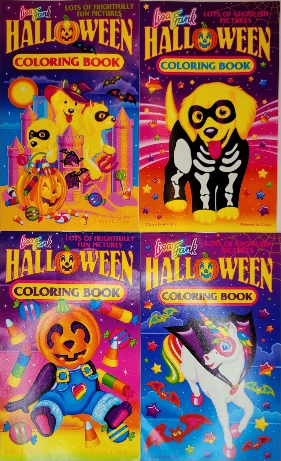 New lisa frank halloween mini coloring book lot of dog pumpkin unicorn