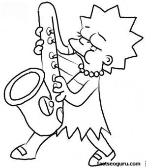 Printable cartoon lisa simpson coloring page