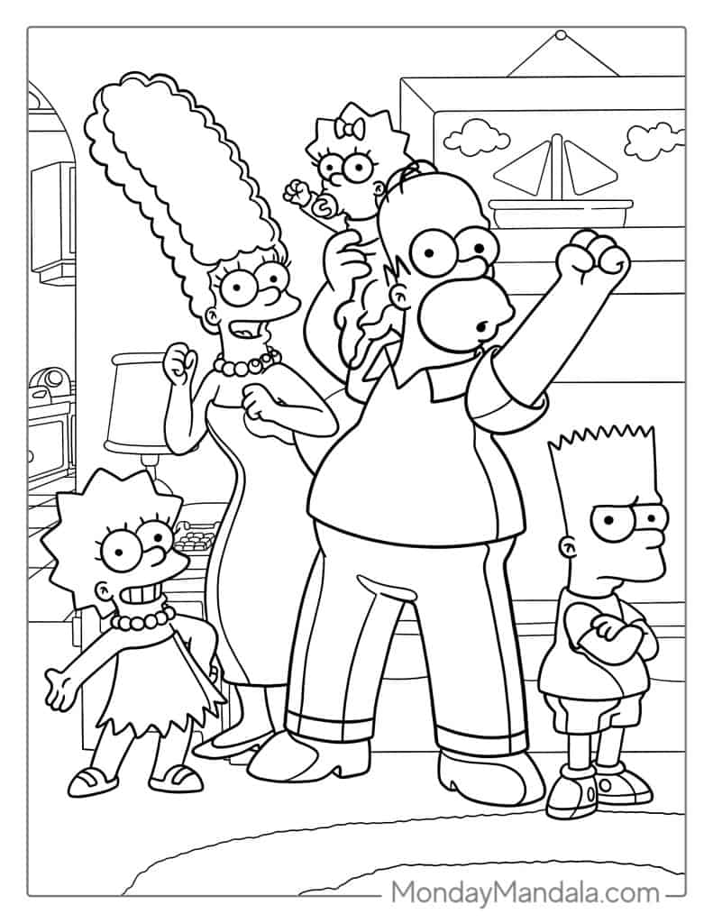 Simpsons coloring pages free pdf printables