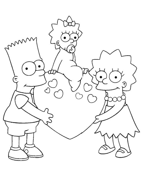 Bart maggie and lisa coloring page