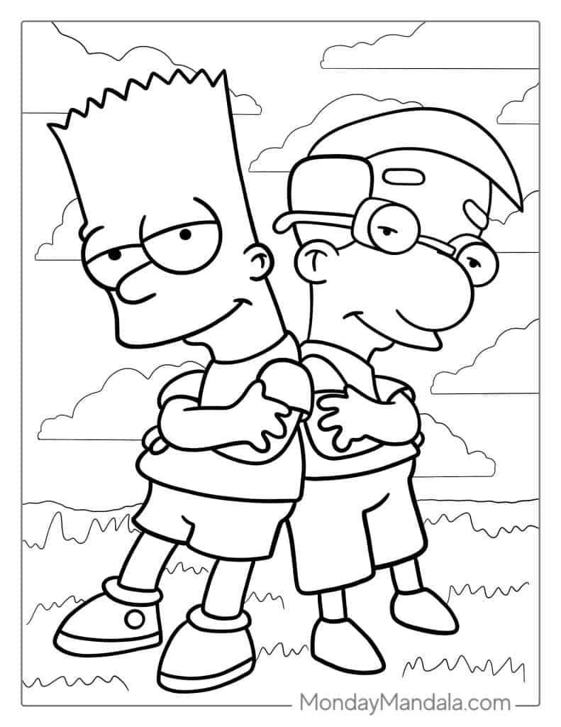 Simpsons coloring pages free pdf printables