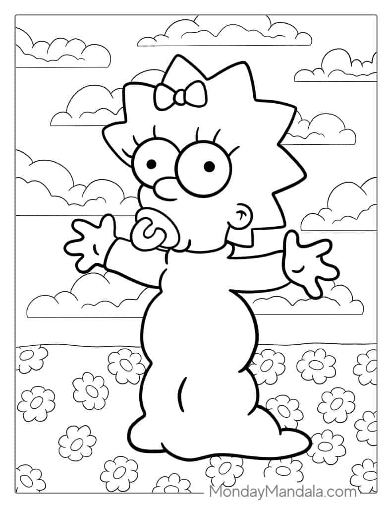 Simpsons coloring pages free pdf printables