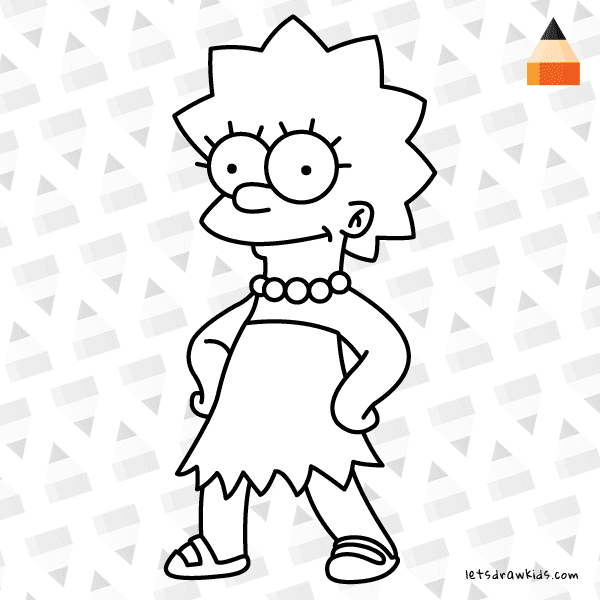 How to draw lisa simpson step by step