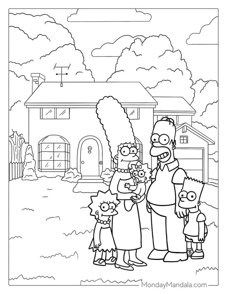 Simpsons coloring pages free pdf printables