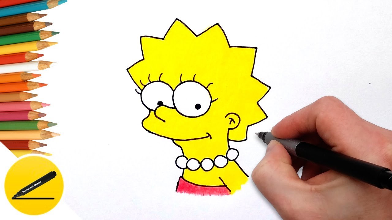Learning how to draw lisa simpson easy and coloring pages for kids