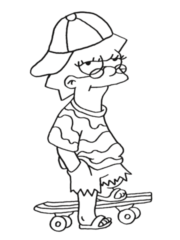 Lisa on skate coloring page free printable coloring pages
