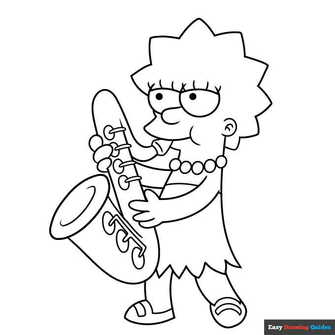Lisa simpson coloring page easy drawing guides