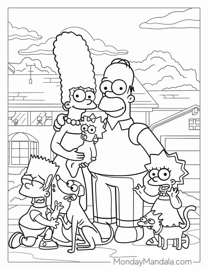 Simpsons coloring pages free pdf printables