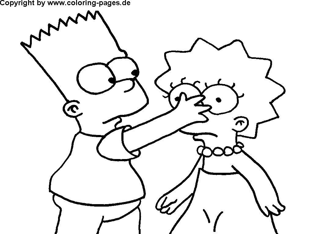 Online coloring pages coloring page bart and lisa the simpsons coloring books for children