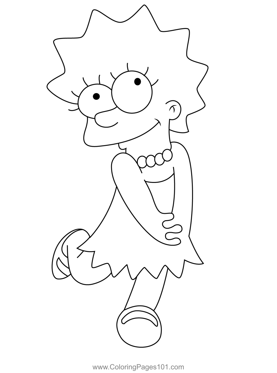 The simpsons lisa coloring page for kids