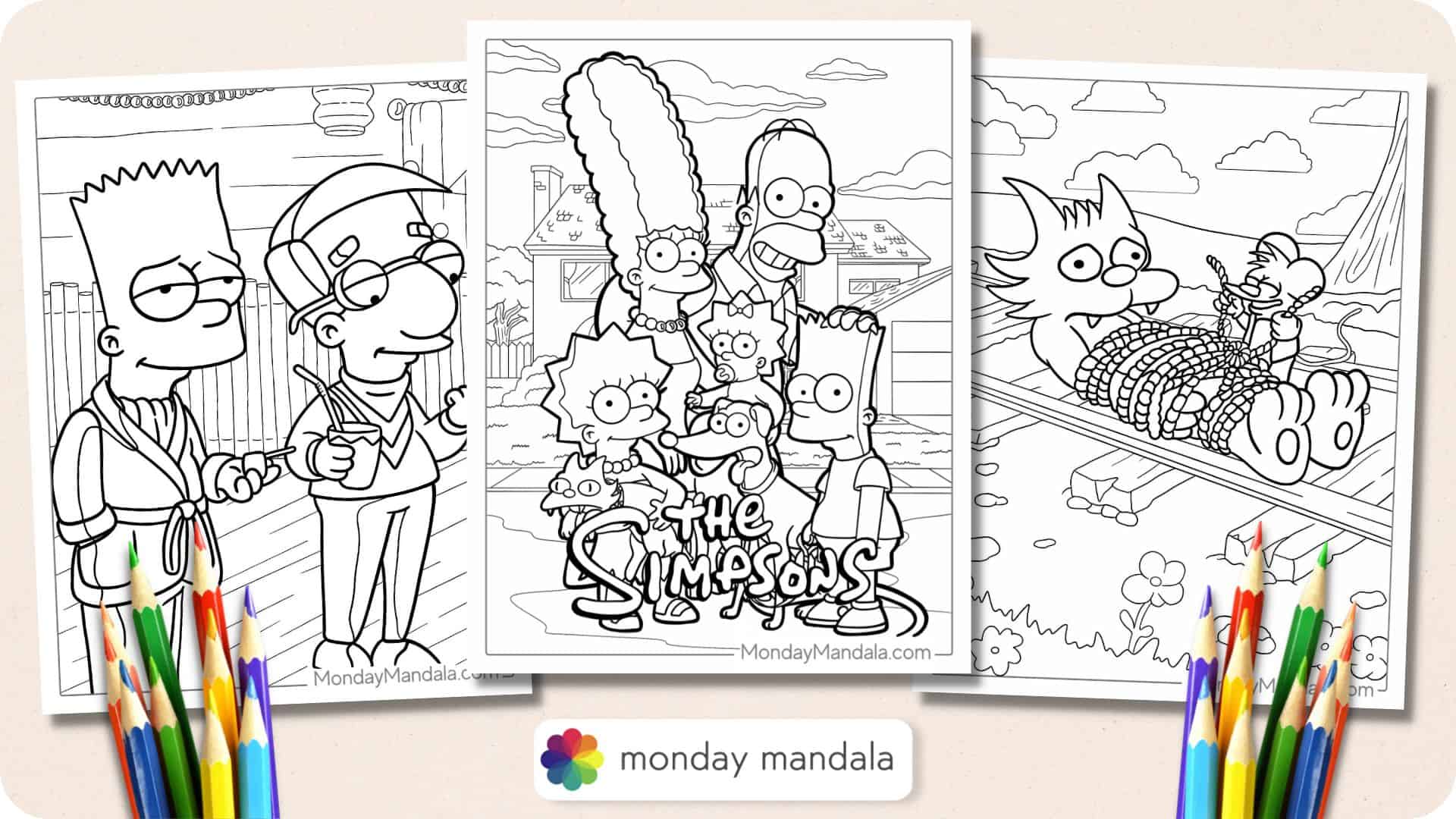 Simpsons coloring pages free pdf printables